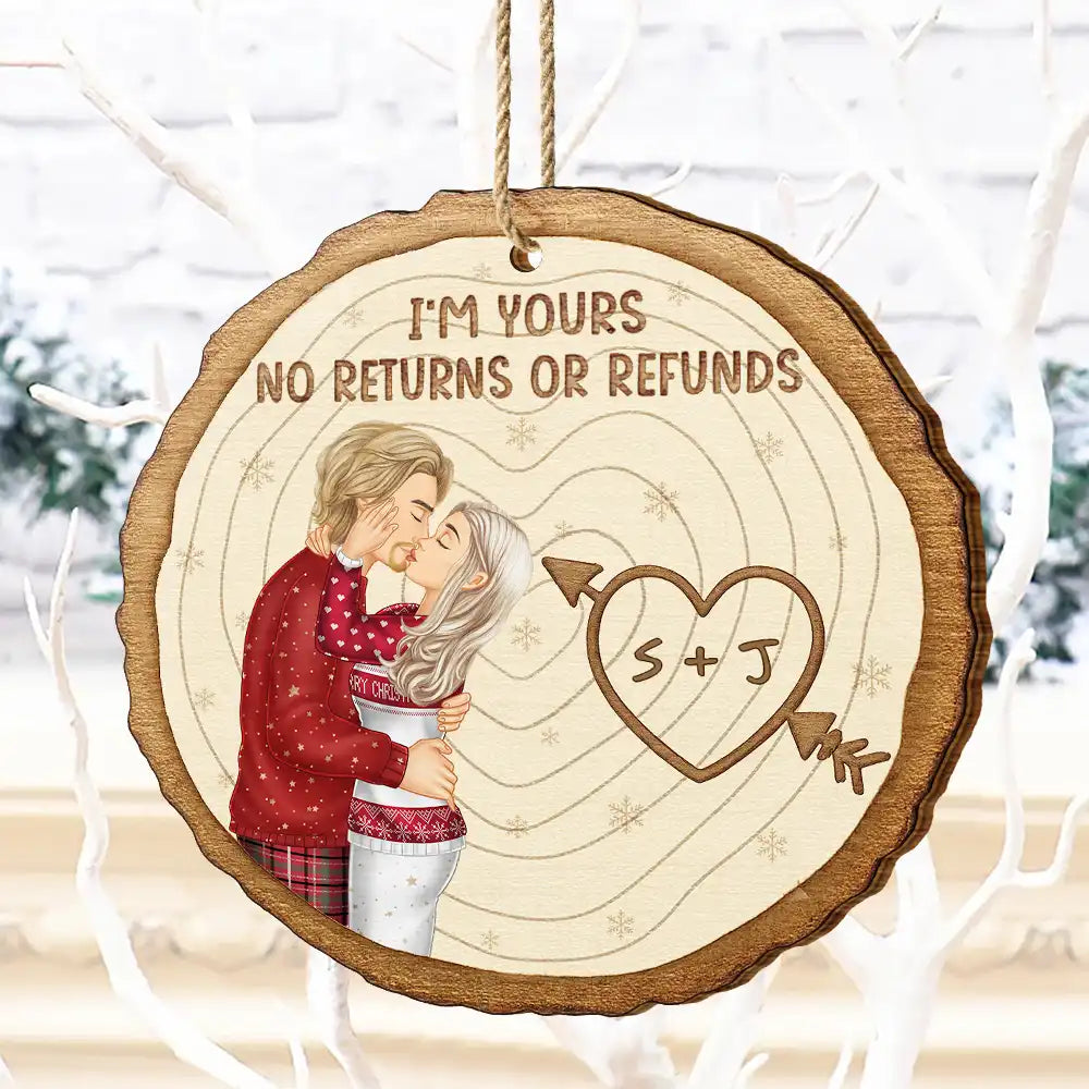 Christmas, Gift For Couples, Gift For Husband, Gift For Wife, Gift For Boyfriend, Gift For Girlfriend - Couple Side View I'm Yours - Personalized Custom Shaped Wooden Ornament