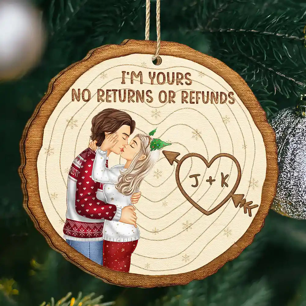 Couple Side View I'm Yours - Personalized Custom Shaped Wooden Ornament