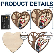 Gift For Couples,Gift For Husband,Gift For Wife,Gift For Boyfriend,Gift For Girlfriend,Happy - Couple Side View Kissing Under Tree - Personalized 2-Layered Wooden Ornament
