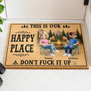 Humorous,Summer,Gift For Couples,Vector - Couple Summer This Is Our Happy Place - Personalized Coconut Doormat