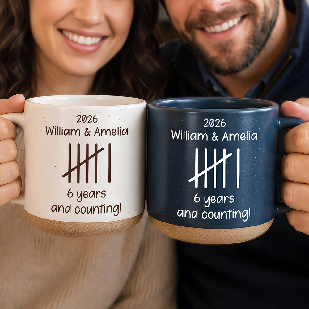 Couple Wedding Anniversary Gift Tally Mark - Personalized Pottery Mug