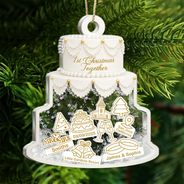 Christmas,Married Couple,Romantic,Gift For Couples,Icon - Couple Wedding Cake Bride & Groom - Personalized 3-Layered Acrylic Shaker Ornament