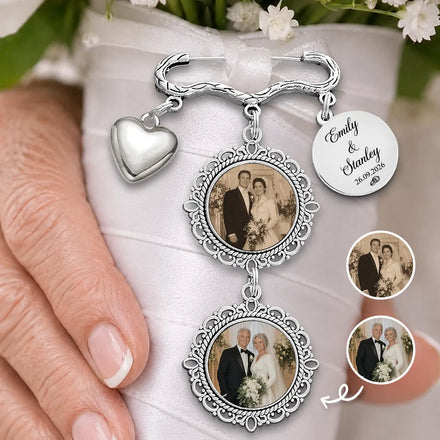 Custom Photo Couple Wedding Day - Personalized Lapel Pin