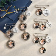 Sentimental, Custom Photo, Gift For Couples, Wedding, Upload Full Photo - Custom Photo Couple Wedding Day - Personalized Lapel Pin