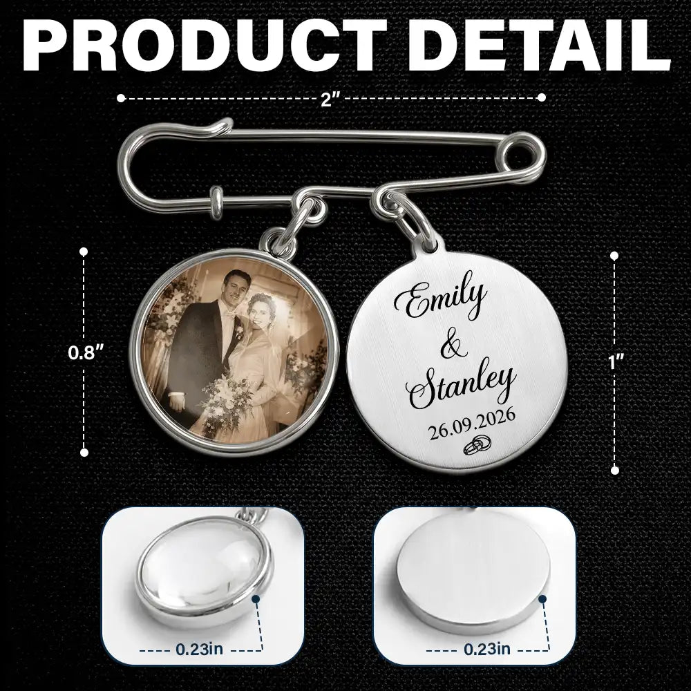 Sentimental, Custom Photo, Gift For Couples, Wedding, Upload Full Photo - Custom Photo Couple Wedding Day - Personalized Lapel Pin