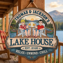 Outdoor Decor,Lake,Gift For Couples,Vector,Happy - Couple Welcome To Our Lake House - Personalized Custom Shaped Wood Sign