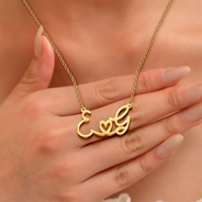 Gift For Couples,Love,Gift For Bestie - Couples Best Friends Initials Sign Name - Personalized Letter Necklace