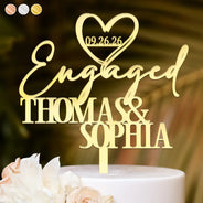 Engaged Couple,Romantic,Gift For Couples,Wedding,Custom Text - Couples Engaged Married - Personalized Cake Topper