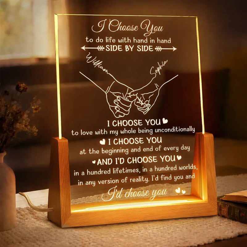 Gift For Couples, Married Couple, Top Market, Romantic, Icon - Couples I Choose You - Personalized Night Light