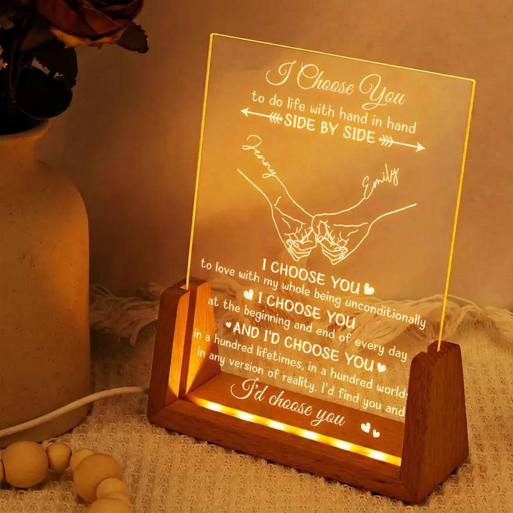 Gift For Couples, Married Couple, Top Market, Romantic, Icon - Couples I Choose You - Personalized Night Light