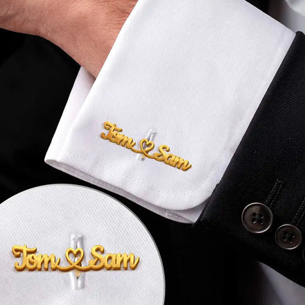 Couples Initials Heart Sign Name - Personalized Cufflinks