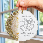 Romantic,Gift For Couples,Wedding,Icon - Couples Married Engaged - Personalized Resin Ornament