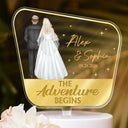 Travel,Romantic,Gift For Couples,Wedding,Vector - Couples Wedding The New Adventures Begins - Personalized Acrylic Cake Topper