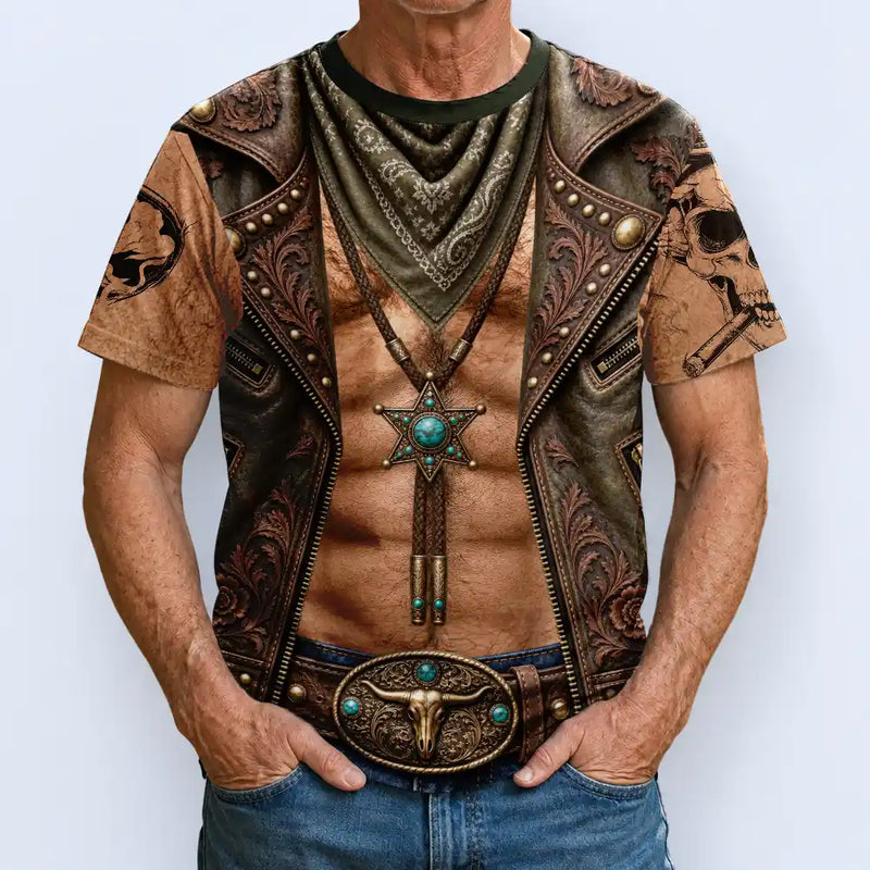 Humorous,Gift For Men,Gift For Yourself,Icon Cowboy Man Hairy Six Pack Body - Personalized Full Print T Shirt