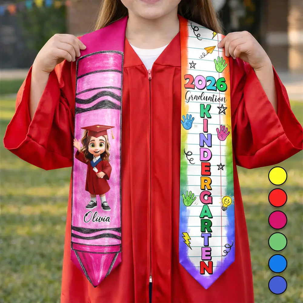 Crayon Graduation 3D Effect Kid - Personalized Kid Graduation Stole