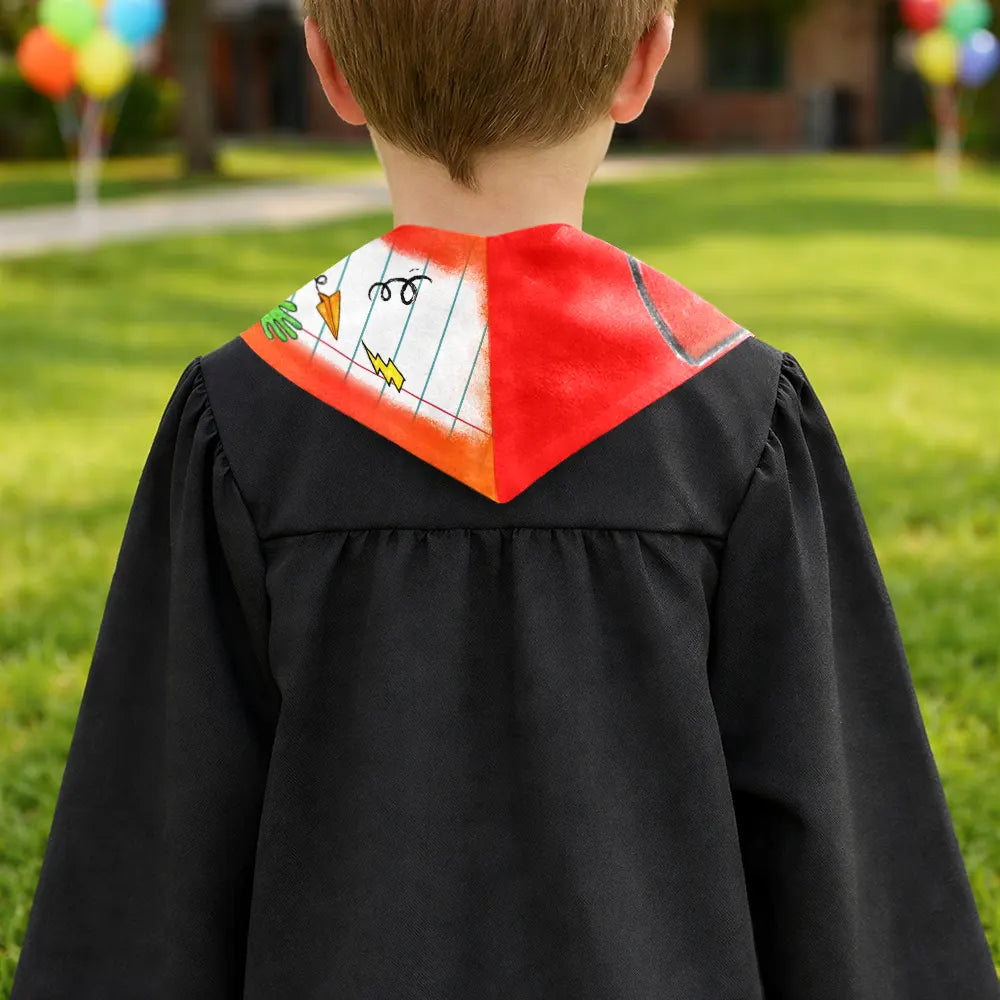 Gift For Kids,Gift For Grandkids,Grandpa - Grandkids,Grandma - Grandkids,Graduation,Happy - Crayon Graduation 3D Effect Kid - Personalized Kid Graduation Stole