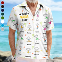 Gift For Father,Gift For Grandpa,Funny,Non-Eng,Icon,Humorous - Crayon Kids Doodle Child Drawing Best Dad Grandpa Ever - Personalized Hawaiian Shirt