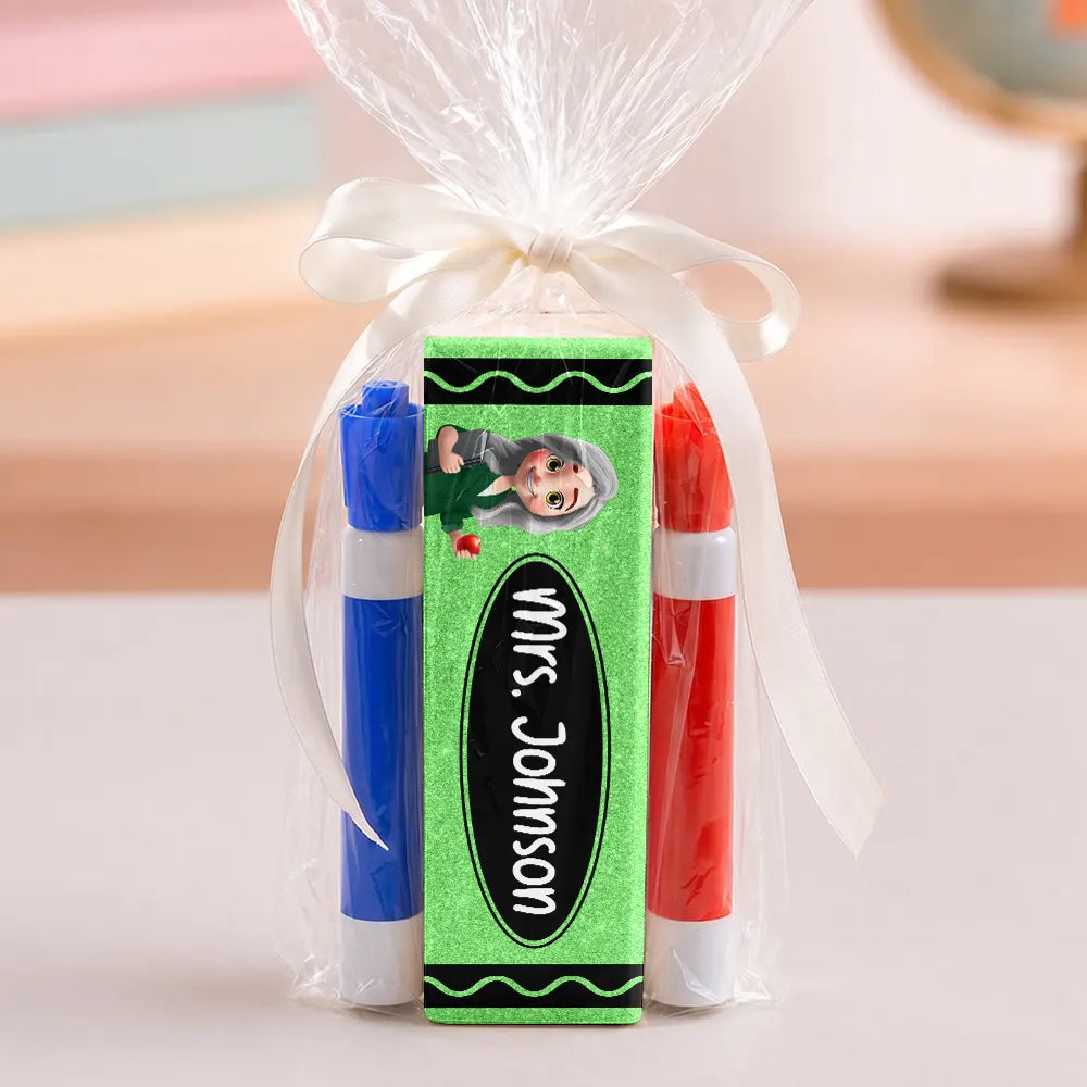 Back To School,Teacher,Proud,Vector - Crayon Name Teacher Glitter Effect - Personalized Whiteboard Eraser & Marker Set