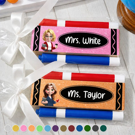 Crayon Name Teacher Glitter Effect - Personalized Whiteboard Eraser & Marker Set