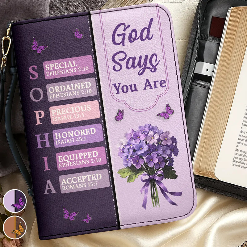 Christian, Gift For Women, Gift For Yourself - Created With A Purpose Birth Month Flower - Personalized Bible Cover