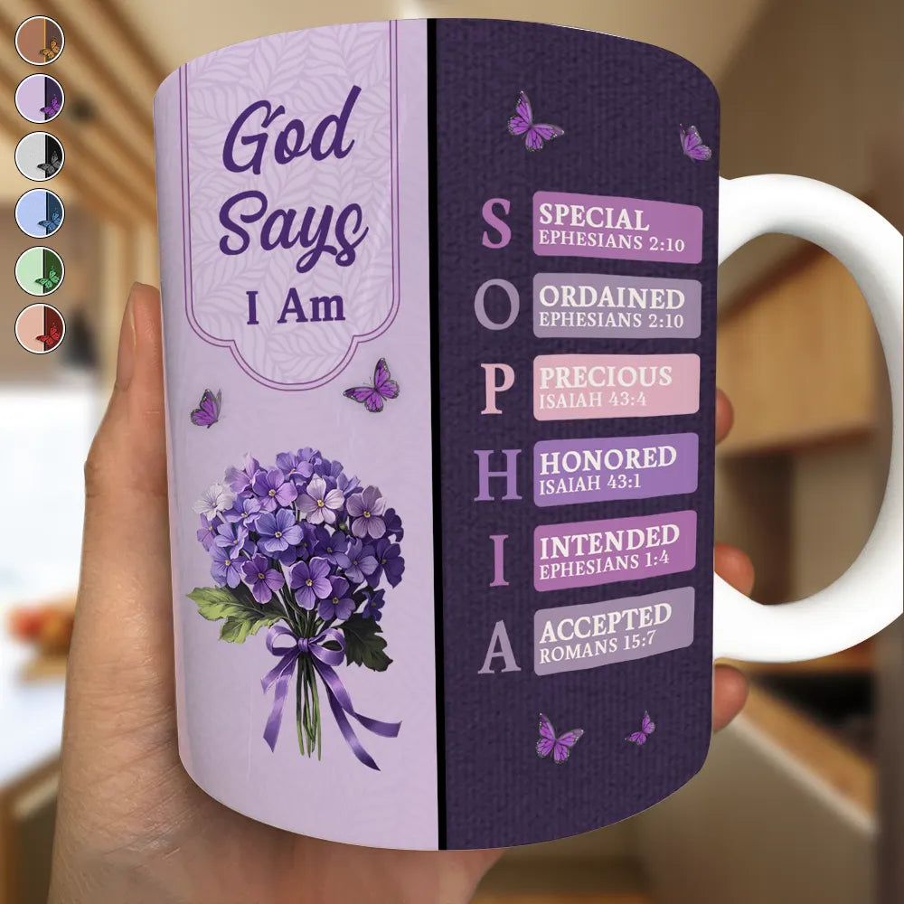 Gift For Wife,Gift For Girlfriend,Gift For Yourself,Gift For Women,Gift For Aunt,Gift For Mother,Gift For Grandma,Gift For Daughter,Gift For Sisters,Gift For Bestie,Happy,Christian - Created With A Purpose Birth Month Flower - Personalized White Edge-to-Edge Mug