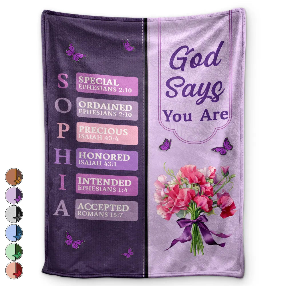 Gift For Wife,Gift For Girlfriend,Gift For Yourself,Gift For Women,Gift For Aunt,Gift For Mother,Gift For Grandma,Gift For Daughter,Gift For Sisters,Gift For Bestie,Happy,Christian,Icon - Created With A Purpose Birth Month Flower - Personalized Fleece Blanket, Sherpa Blanket