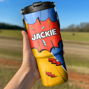 Gift For Kids, Gift For Grandkids, Happy, Back To School - Crossed Arms Kid With Name - Personalized 30oz Tumbler With Handle