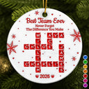 Grateful,Gift For Colleagues,Christmas,Crossword - Crossword 3D Inflated Effect Best Team Ever Never Forget The Difference You Make - Personalized Circle Ceramic Ornament