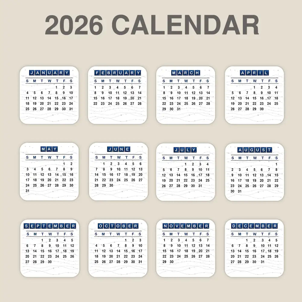 Gifts For Colleagues,Happy - Crossword Best Team Ever - Personalized Calendar With Wooden Stand