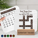 Gifts For Colleagues,Happy - Crossword Best Team Ever - Personalized Calendar With Wooden Stand