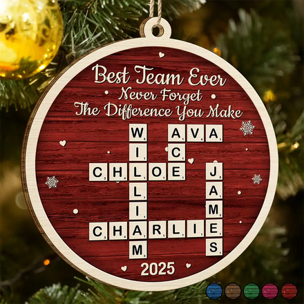 Crossword Best Team Ever - Personalized Custom Shaped Wooden Ornament