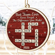 Gifts For Colleagues,Happy,Christmas - Crossword Best Team Ever - Personalized Custom Shaped Wooden Ornament
