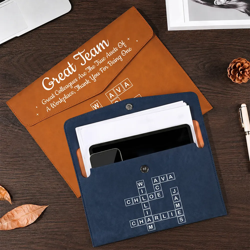 Back To School, Officer, Sentimental, Crossword - Crossword Best Team Ever Scrabble - Personalized Leather Sleeve