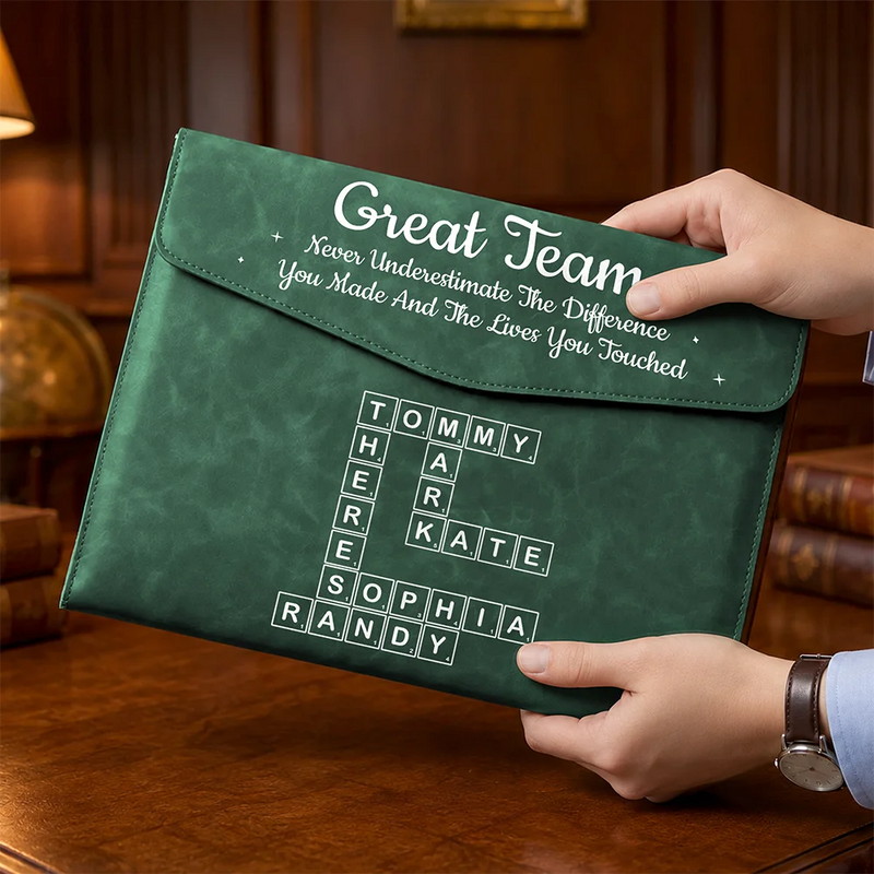 Back To School, Officer, Sentimental, Crossword - Crossword Best Team Ever Scrabble - Personalized Leather Sleeve