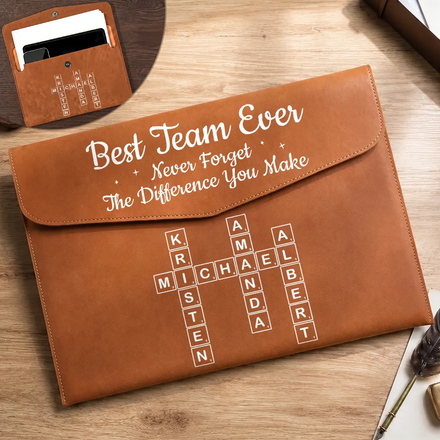Crossword Best Team Ever Scrabble - Personalized Leather Sleeve