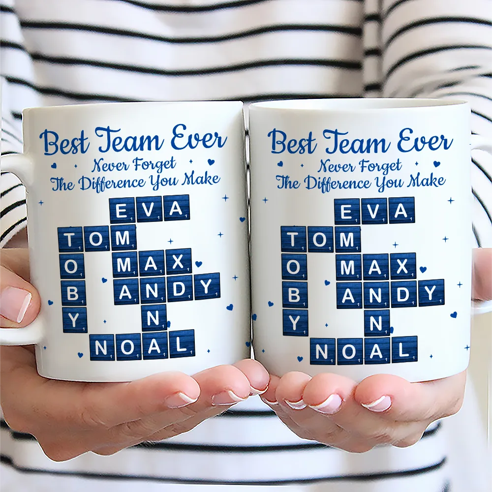 Gifts For Colleagues,Happy,Christmas - Crossword Best Team Ever Scrabble - Personalized Mug
