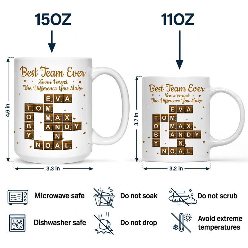 Gifts For Colleagues,Happy,Christmas - Crossword Best Team Ever Scrabble - Personalized Mug