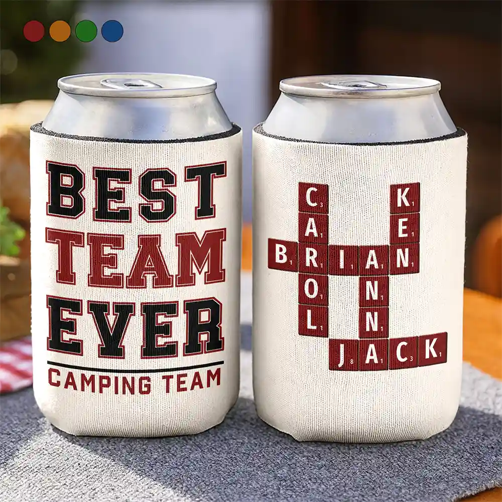 Gifts For Colleagues, Gift For Bestie, Happy - Crossword Best Team Ever Scrabble Name - Personalized Can Cooler Sleeve