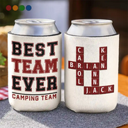 Gifts For Colleagues, Gift For Bestie, Happy - Crossword Best Team Ever Scrabble Name - Personalized Can Cooler Sleeve