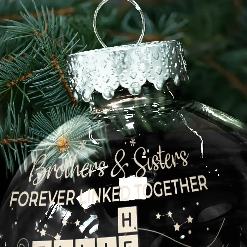 Gift For Sibling,Gift For Sisters,Gift For Brothers,Christmas,Happy - Crossword Brothers & Sisters Forever Linked Together - Personalized Ball Ornament