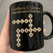 Gift For Sibling,Cozy,Crossword - Crossword Brothers & Sisters Forever Linked Together - Personalized Mug