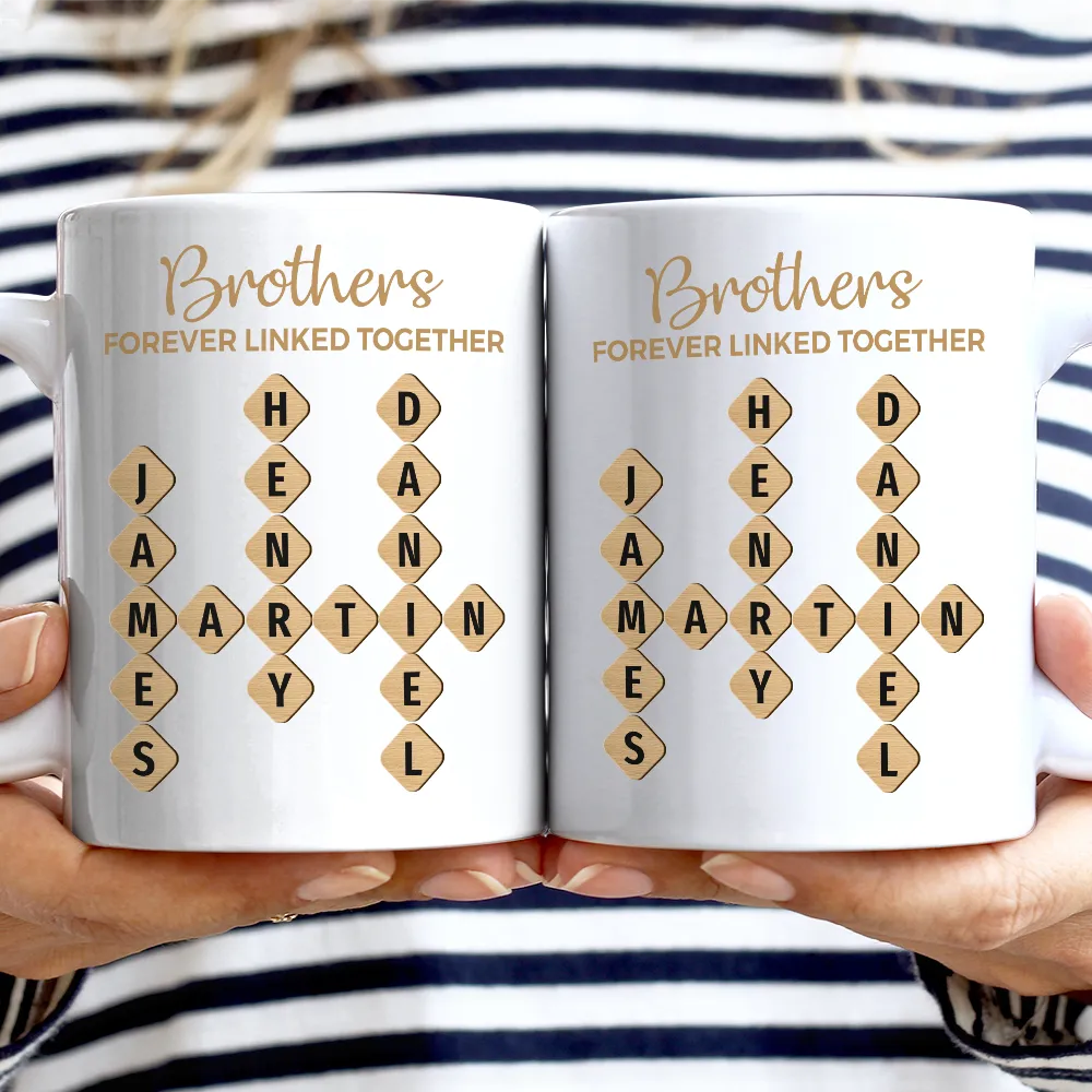 Gift For Sibling,Cozy,Crossword - Crossword Brothers & Sisters Forever Linked Together - Personalized Mug