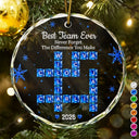 Grateful,Gift For Colleagues,Christmas,Crossword - Crossword Crystal Effect Best Team Ever Never Forget The Difference You Make - Personalized Circle Glass Ornament