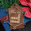 Christmas, Family, Happy - Crossword Family Names - Personalized Snowflakes Shaped Glass Ornament
