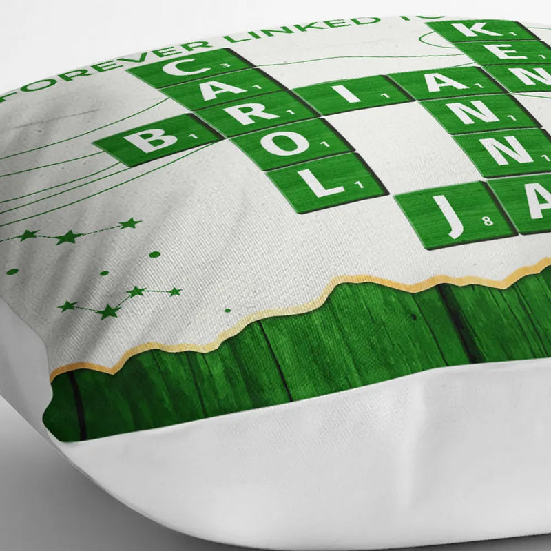 Family,Christmas,Love,Gift For Sibling - Crossword Family Relationship Brothers & Sisters Forever Linked Together - Personalized Pillow