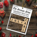 Christmas,Gift For Grandpa,Grandpa - Grandkids,Gift For Grandma,Gift For Grandparents,Grandma - Grandkids - Crossword Kids Name Grandma Grandpa Nice List - Personalized Custom Shaped Acrylic Ornament