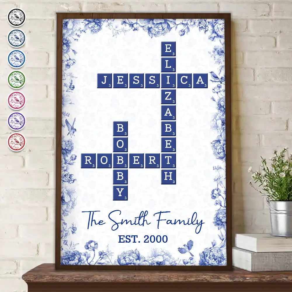 Crossword Our Family Toile De Jouy - Personalized Poster