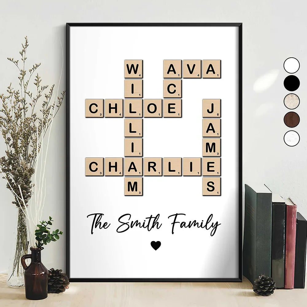 Crossword Scrabble Family Name - Personalized Poster