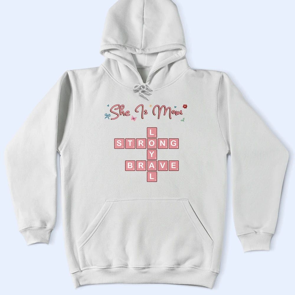 Family,Gift For Mother,Gift For Wife,Gift For Women,Happy,Gift For Yourself,Gift For Grandma - Crossword She Is Mom Nana - Personalized T Shirt
