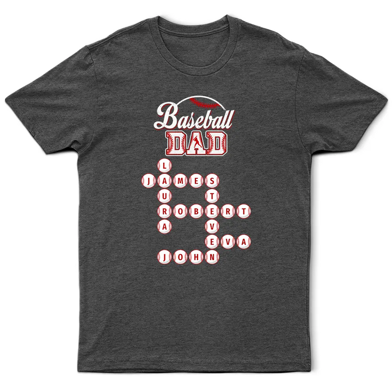 Baseball,Gift For Father,Sport Dad,Proud,Crossword - Crossword Sport Dad Mom - Personalized T Shirt